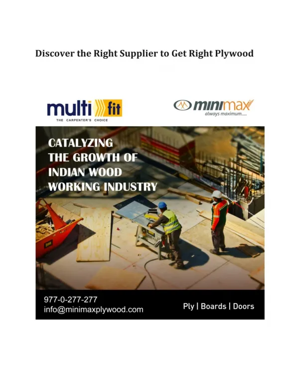 Discover the Right Supplier to Get Right Plywood