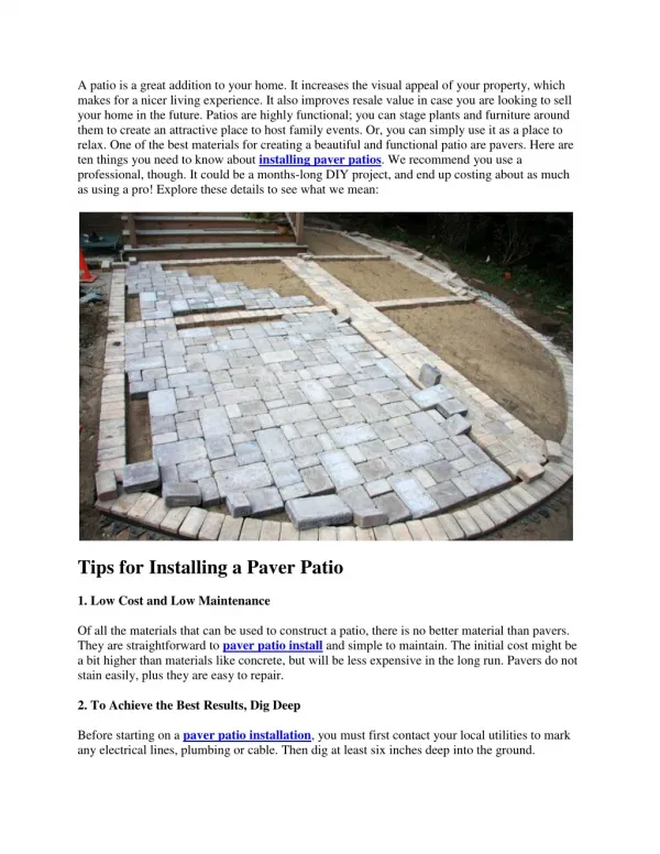 10 Tips for Installing a Paver Patio