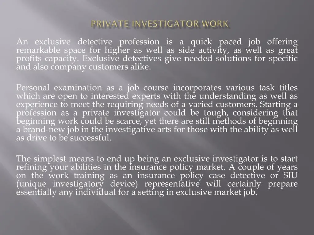 private investigator work
