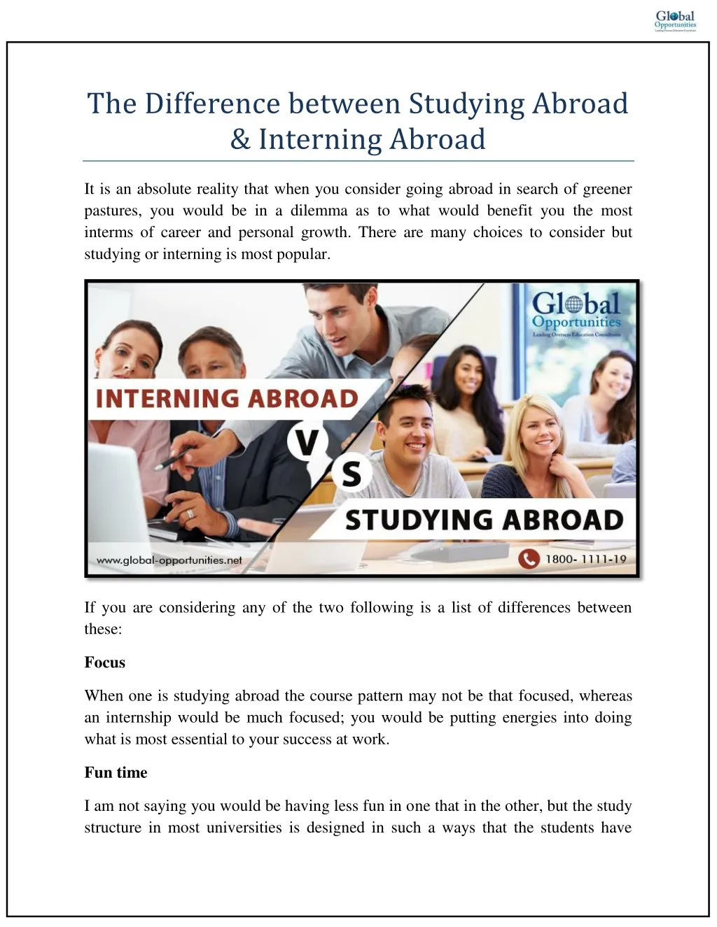 the difference between studying abroad interning