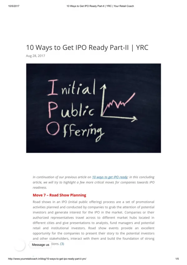 10 Ways to Get IPO Ready Part-II | YRC