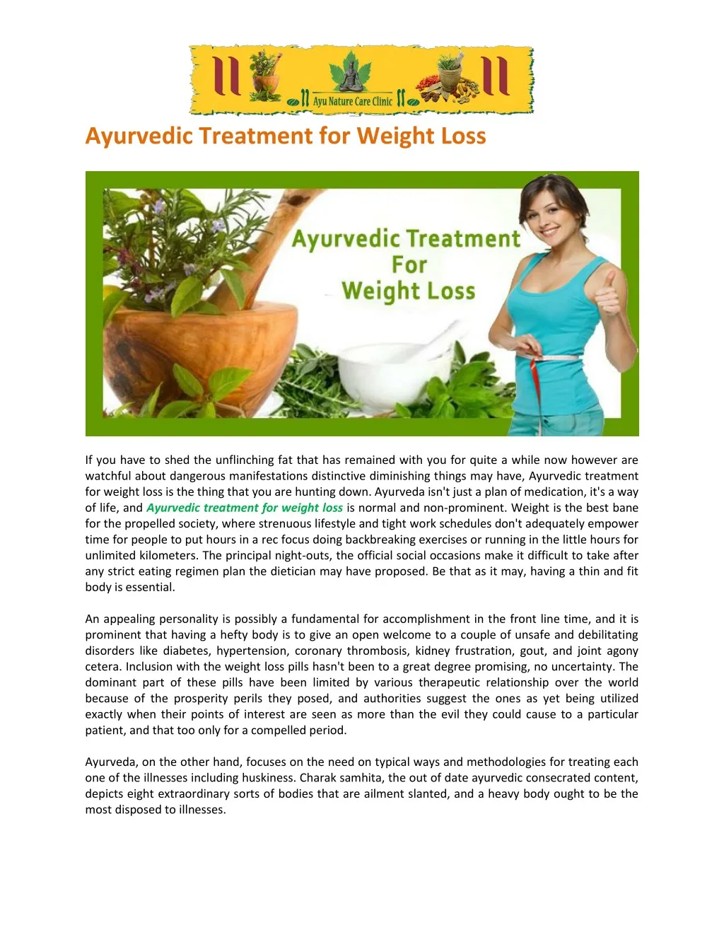 ayurvedic treatment for weight loss