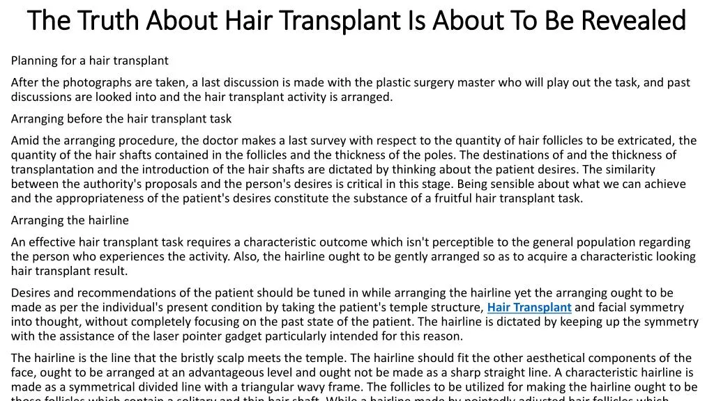 the truth about hair transplant is about to be revealed