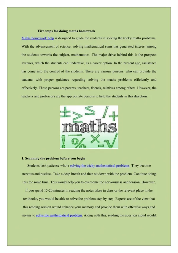 Five steps for doing maths homework