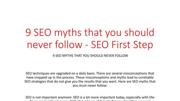 9 SEO myths that you should never follow - SEO First Step