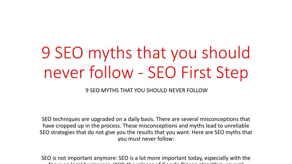9 seo myths that you should never follow seo first step