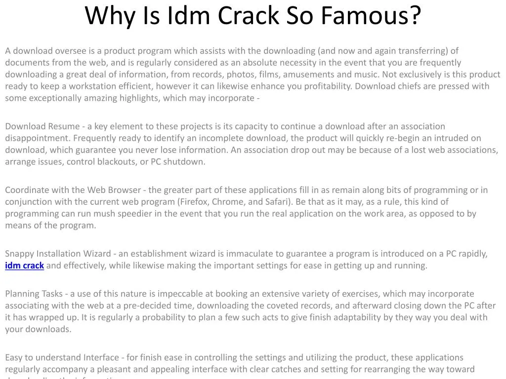 why is idm crack so famous