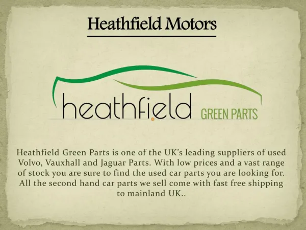 Buy Second Hand Car Parts - Heathfield Green Parts