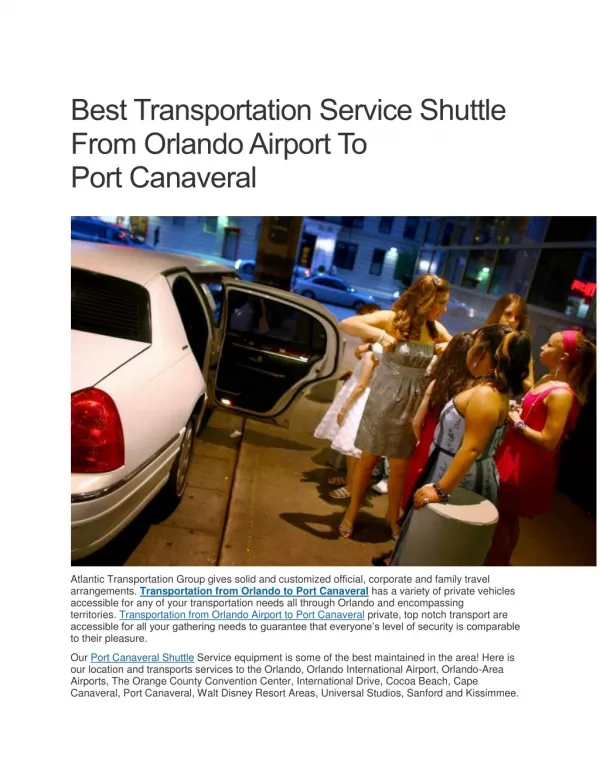 Best Transportation Service Shuttle From Orlando Airport To Port Canaveral