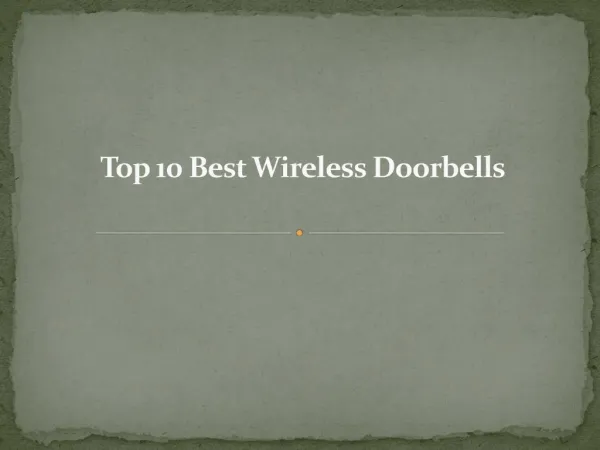 Top 10 best wireless doorbells