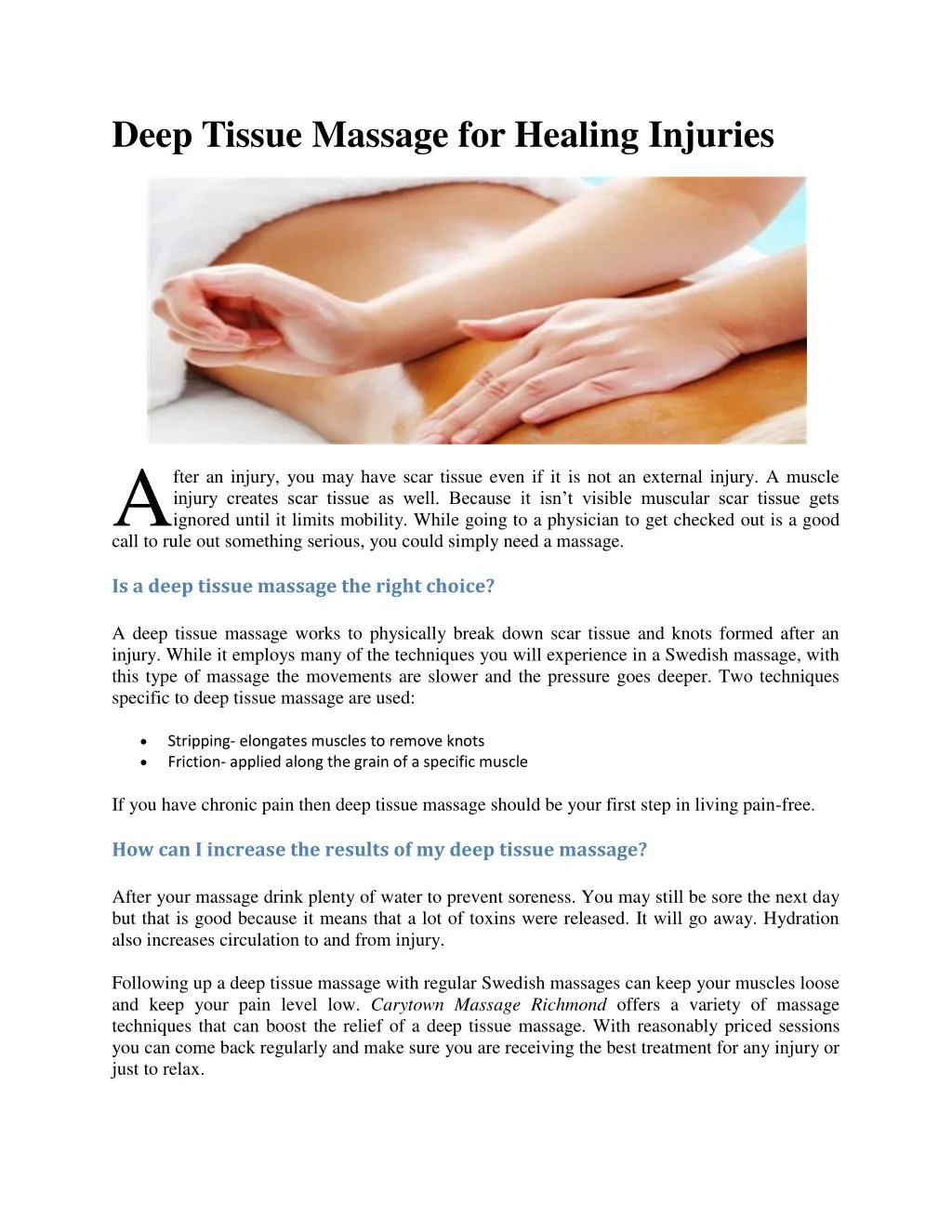 deep tissue massage for healing injuries