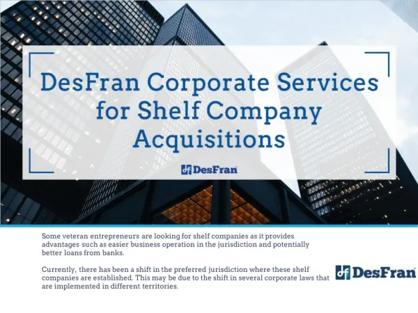 DesFran Corporate Services for Shelf Company Acquisitions