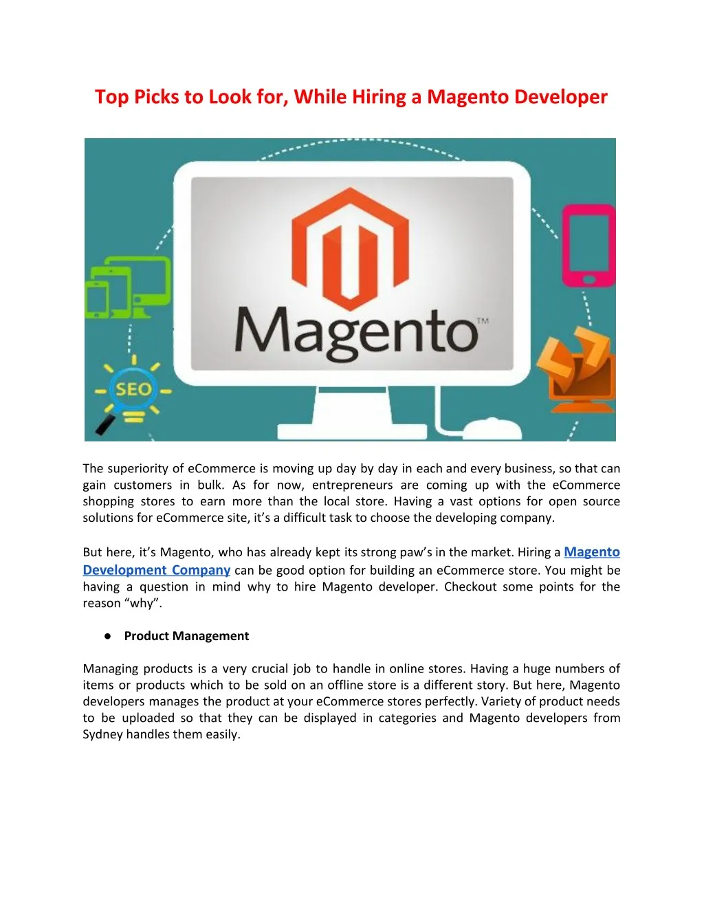 top picks to look for while hiring a magento