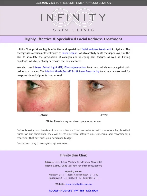 Highly Effective & Specialised Facial Redness Treatment