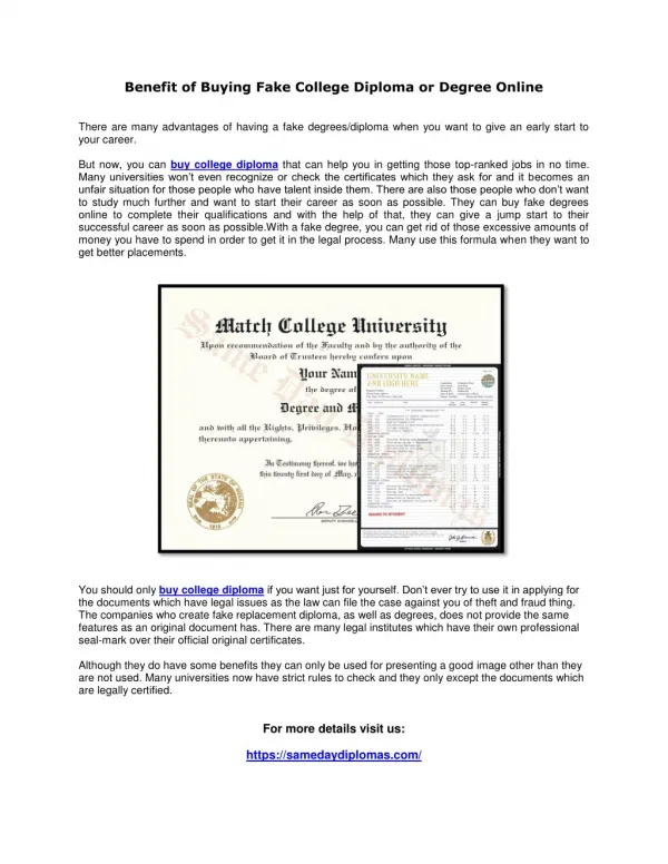 Benefit of buying fake diploma or degree online
