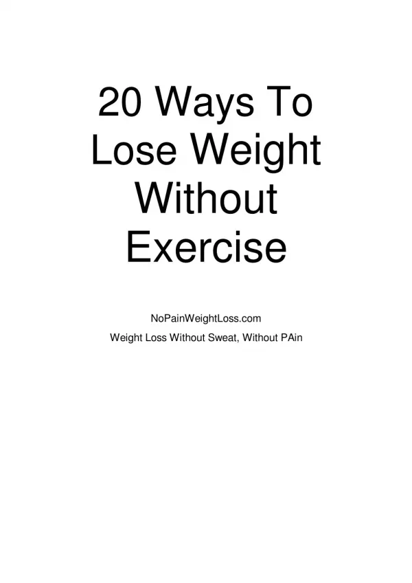 No Pain Weight Loss