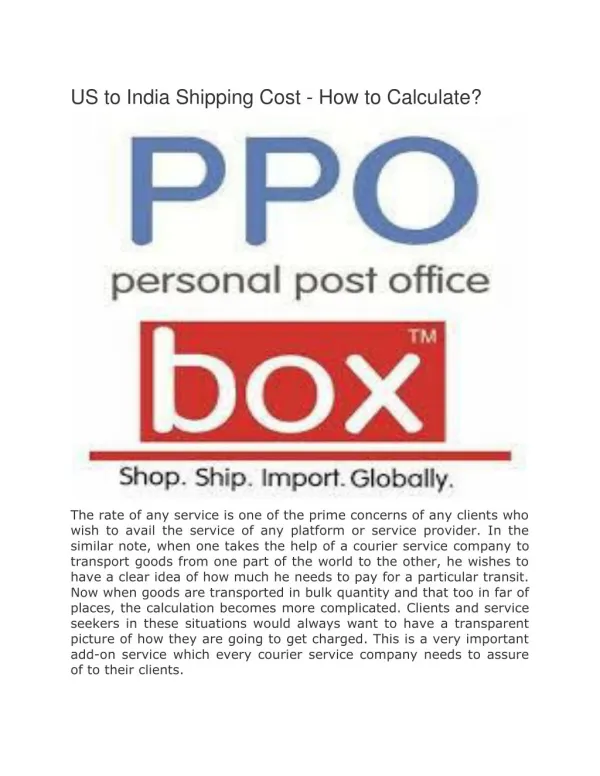 US to India Shipping Cost - How to Calculate?