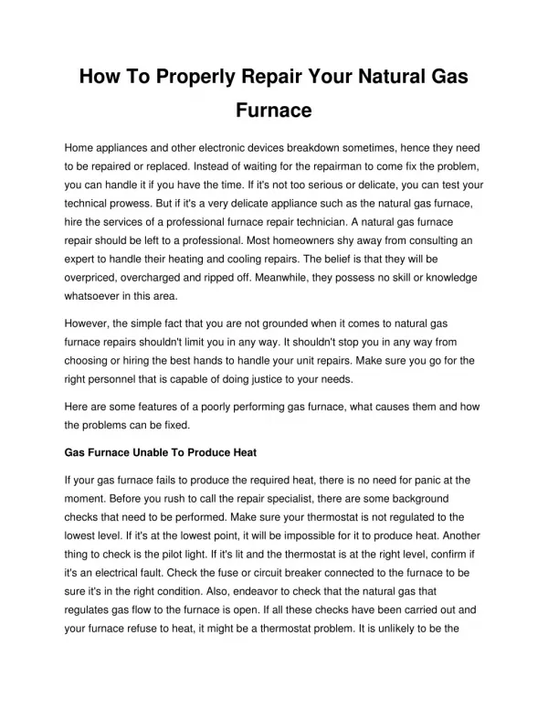 How To Properly Repair Your Natural Gas Furnace