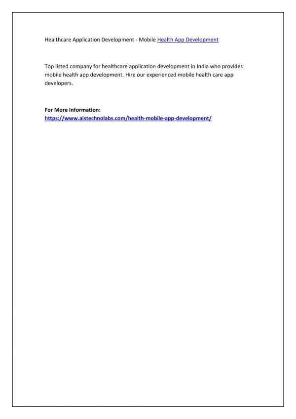 healthcare application development mobile health