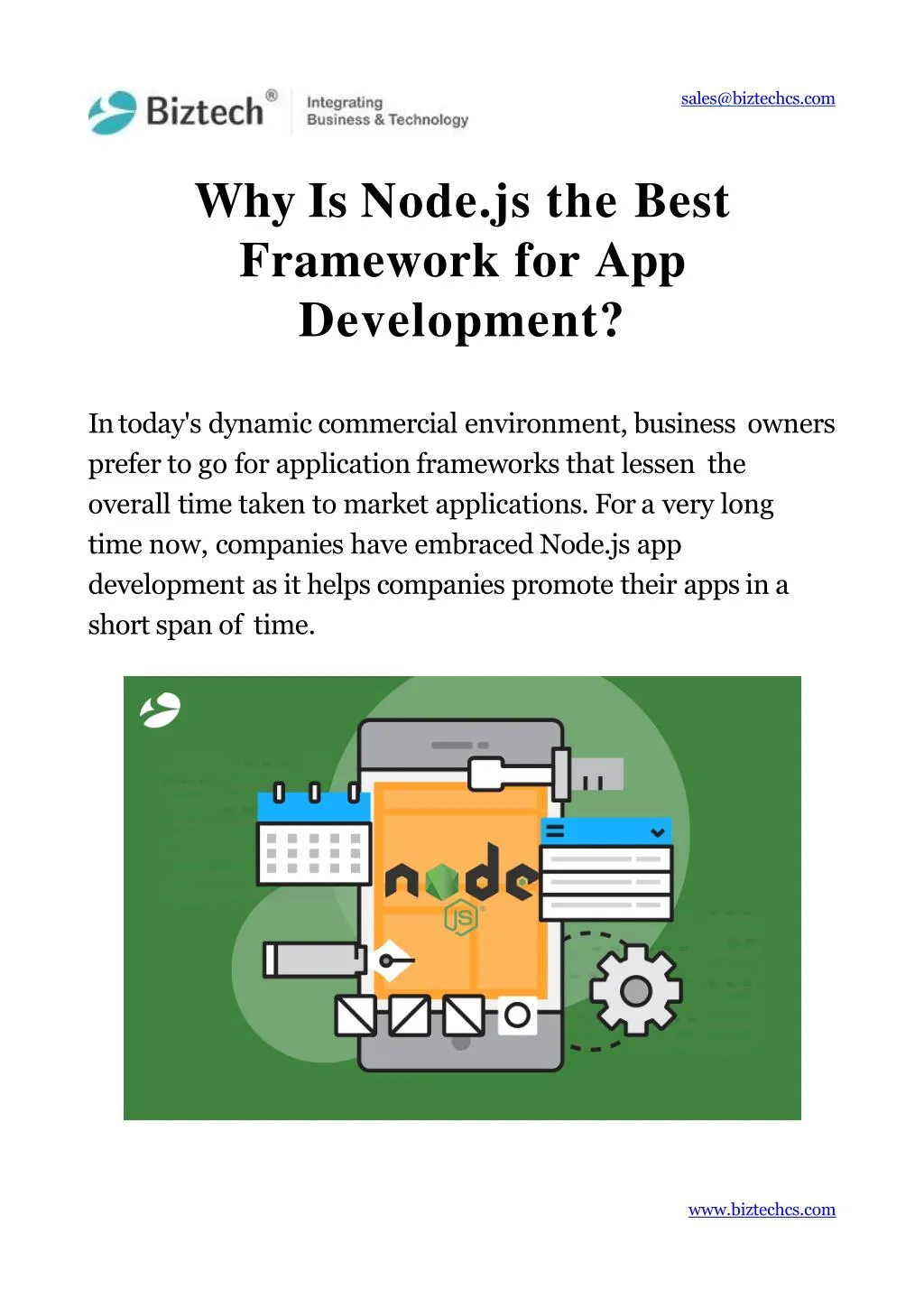 why is node js the best framework for app development