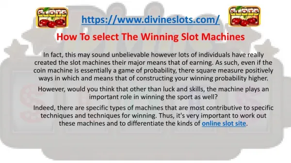 How To select The Winning Slot Machines