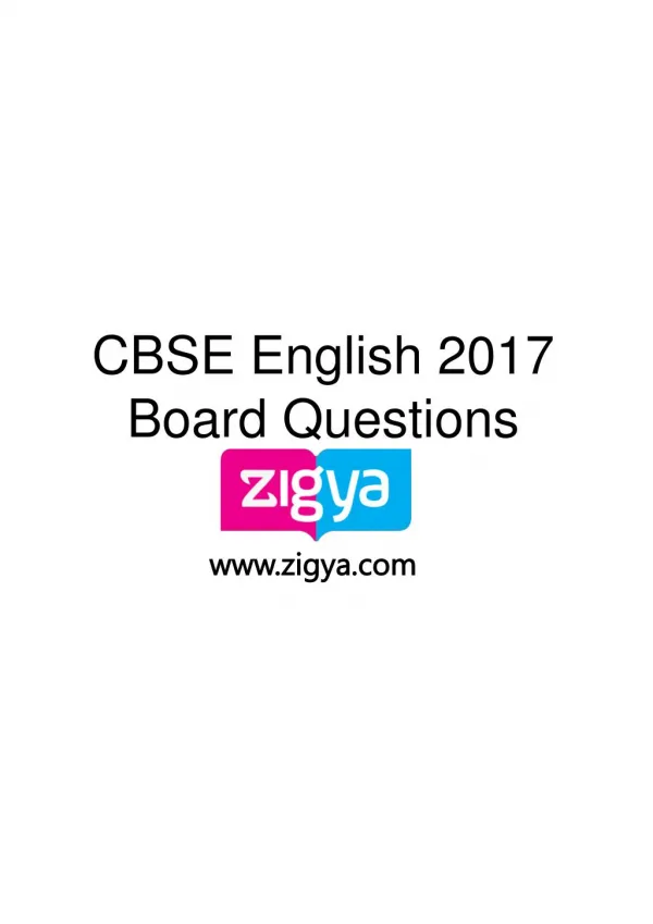 CBSE English 2017 Board Questions