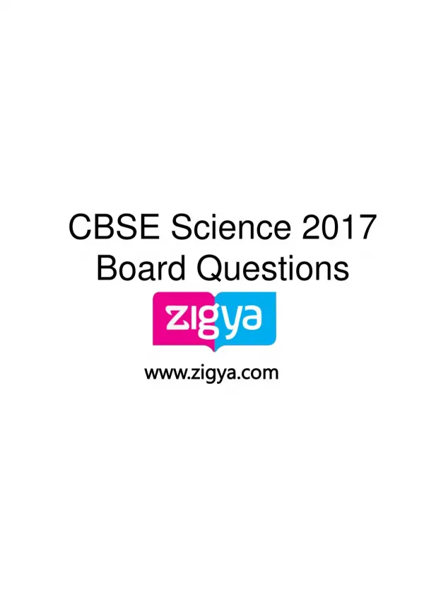 CBSE Science 2017 Board Questions