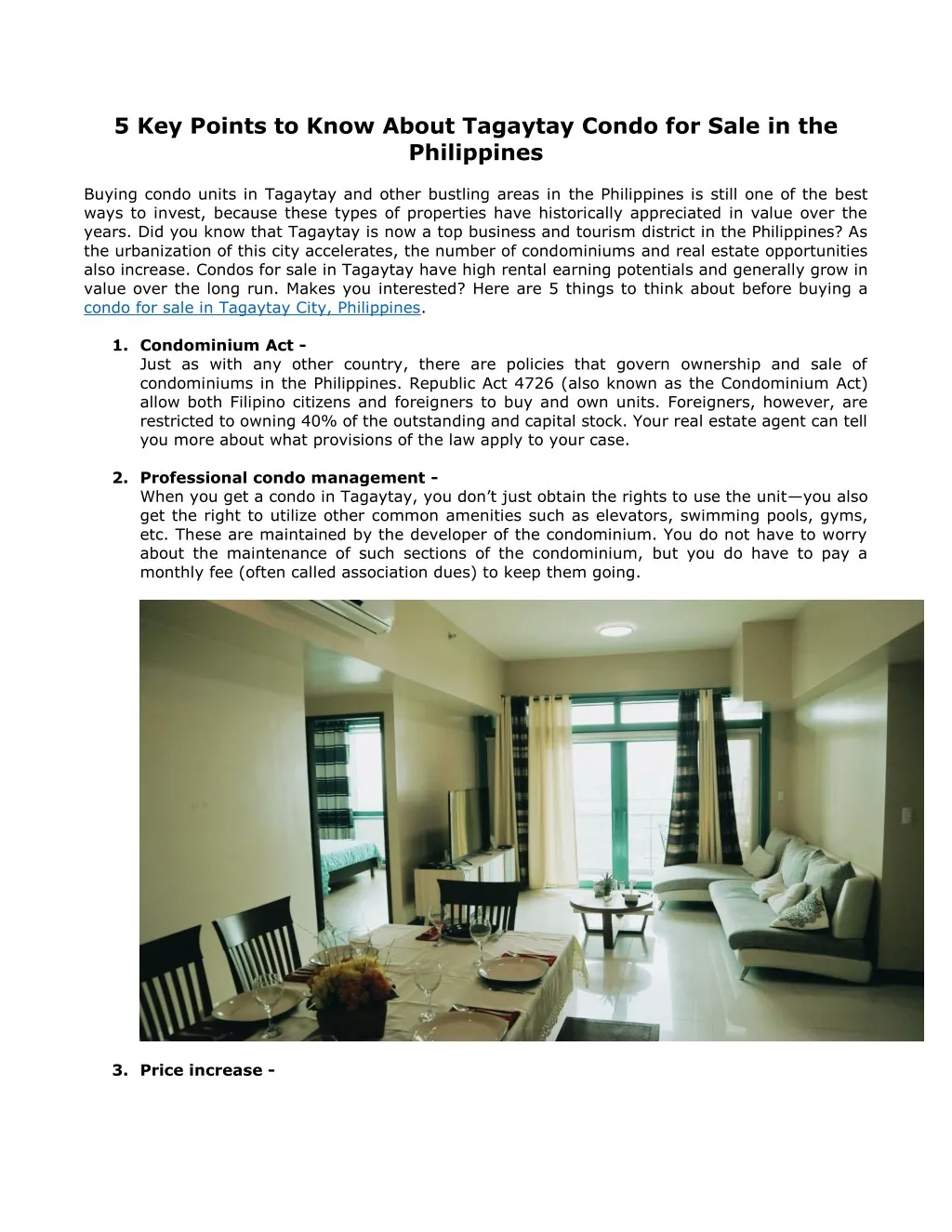 5 key points to know about tagaytay condo