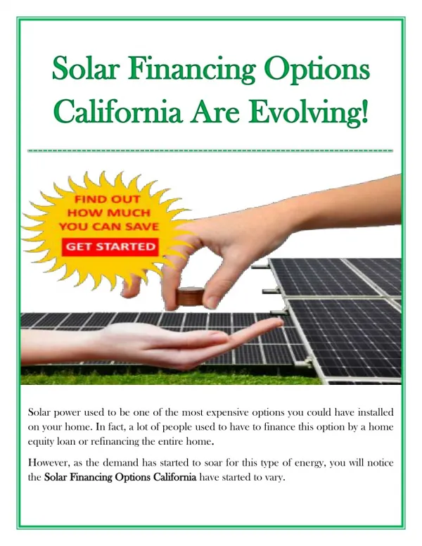Solar Financing Options California
