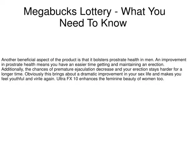 The Secret Key to Winning at Lottery
