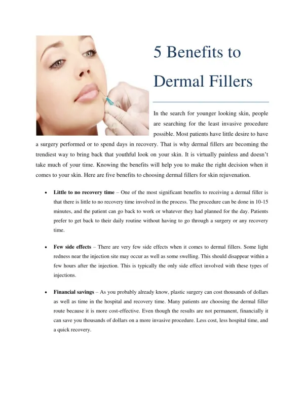 5 Benefits to Dermal Fillers