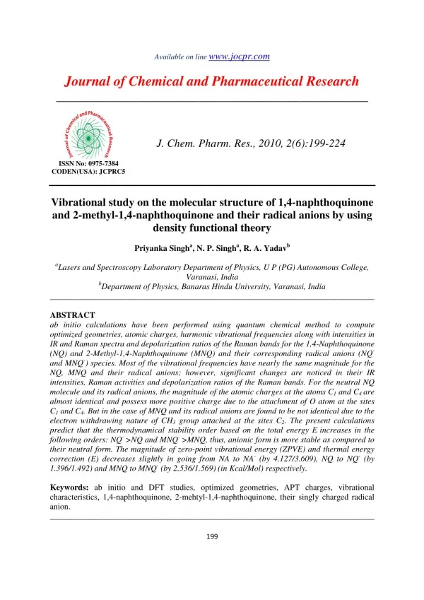 Vibrational study on the molecular structure of 1,4-naphthoquinone and 2-methyl-1,4-naphthoquinone and their radical ani