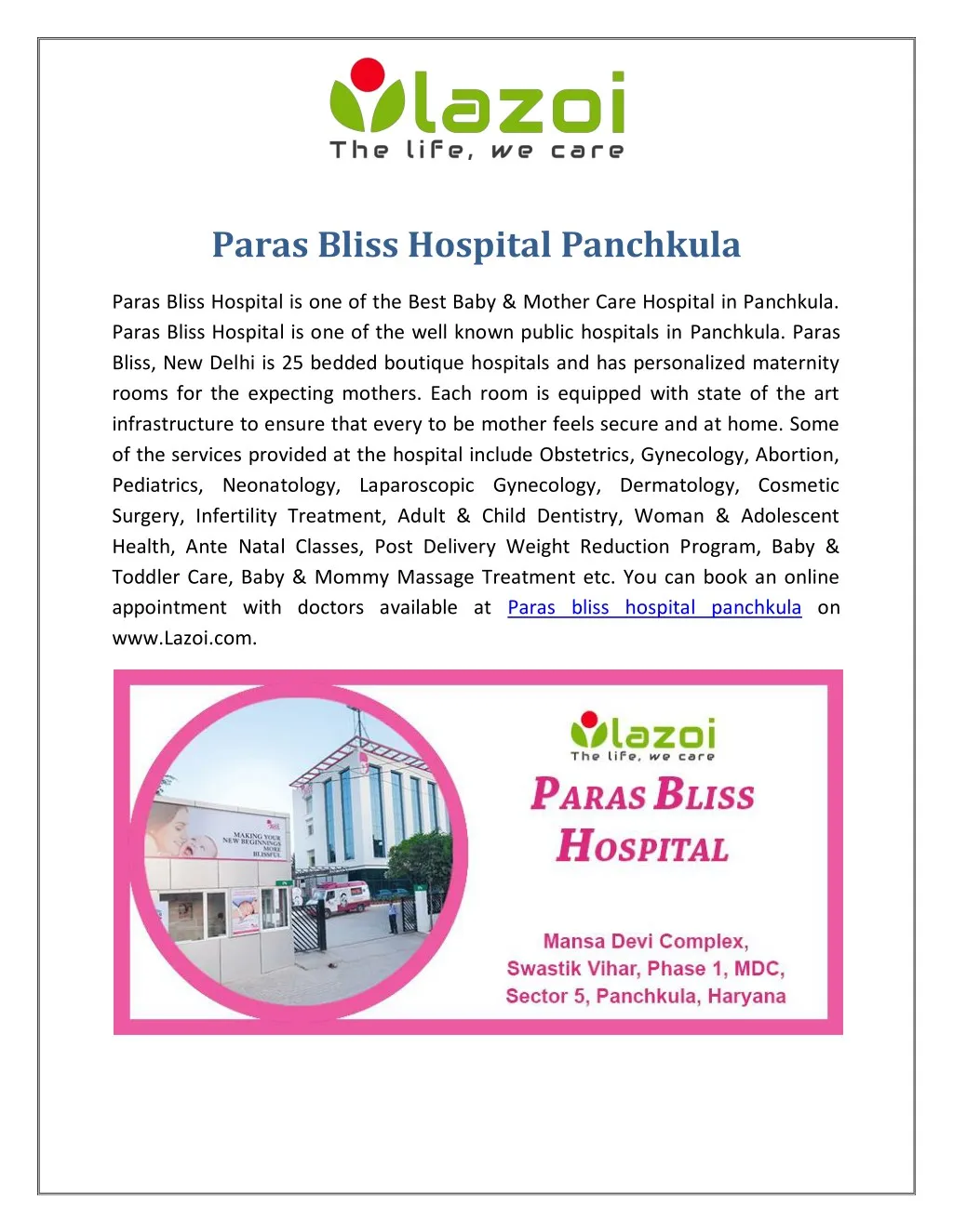 paras bliss hospital panchkula