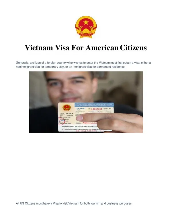 Vietnam Visa for US Citizens | Vietnam Visa for American Citizens