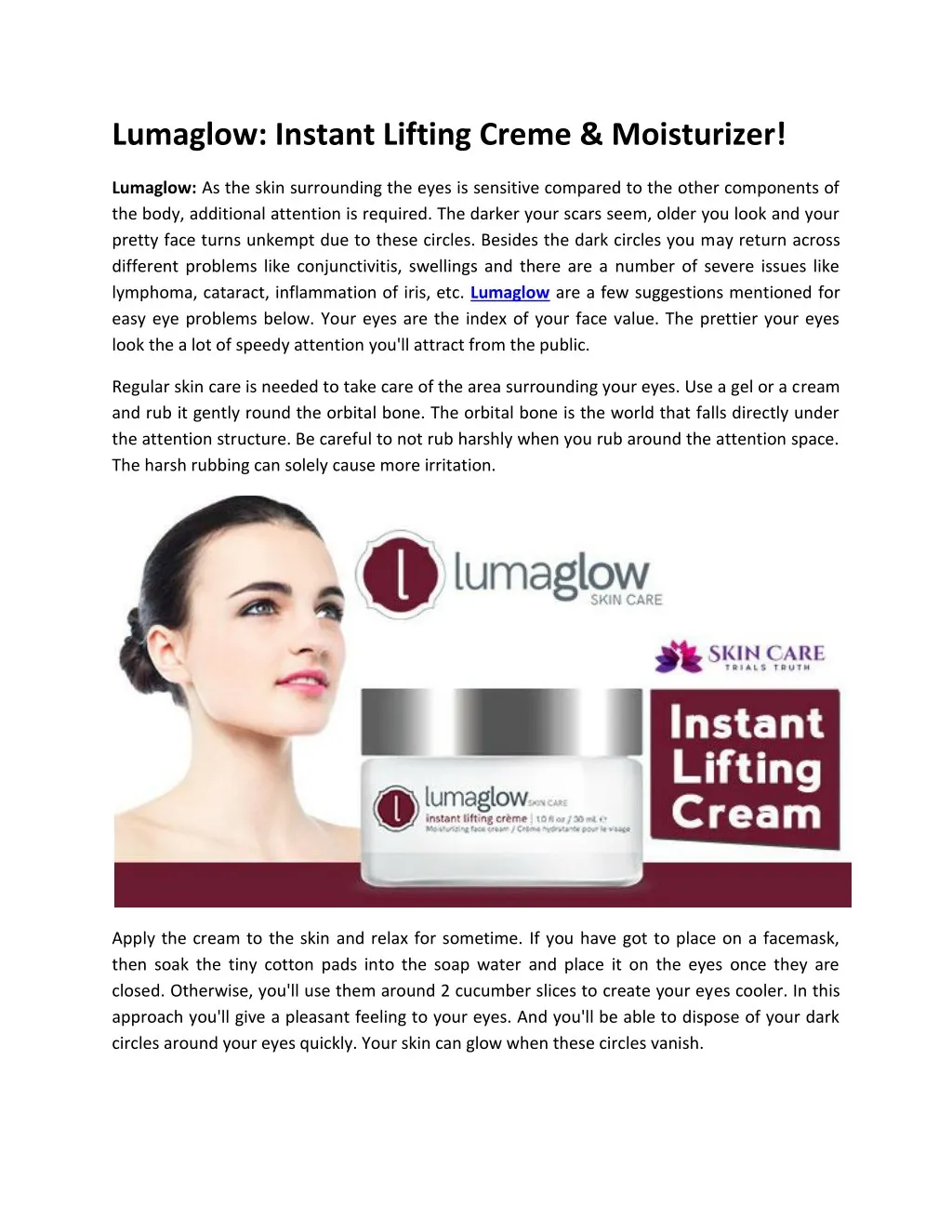 lumaglow instant lifting creme moisturizer