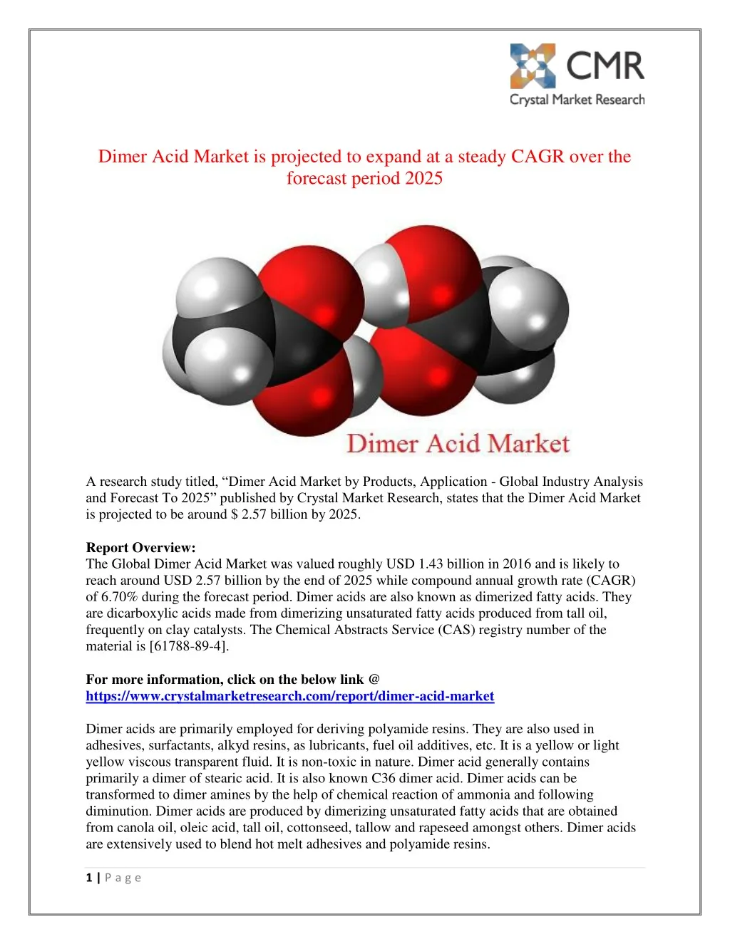 dimer acid market is projected to expand