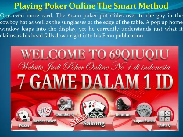 Playing Poker Online The Smart Method