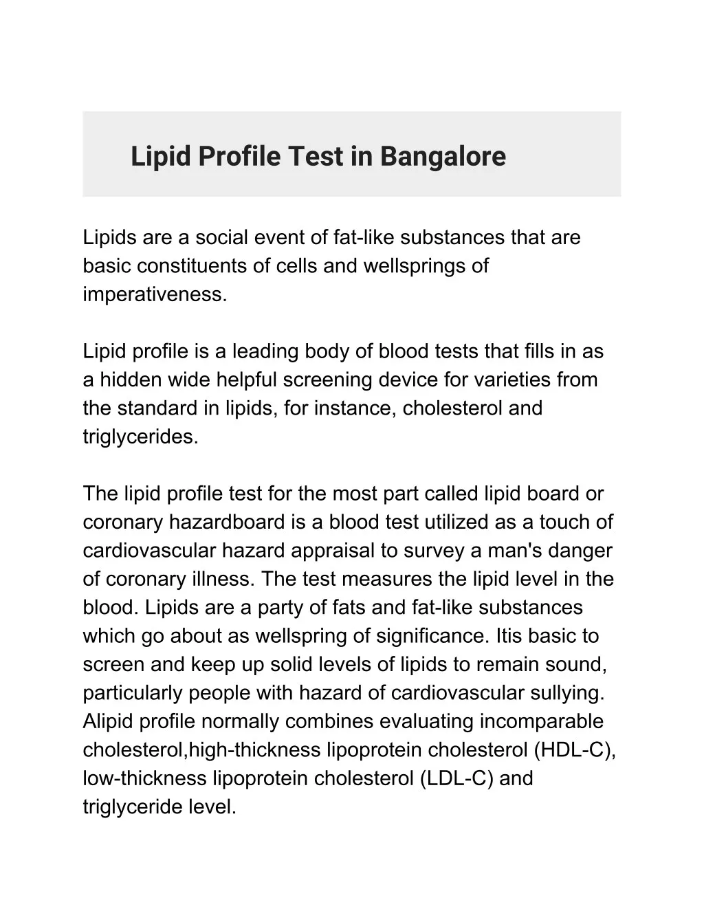lipid profile test in bangalore