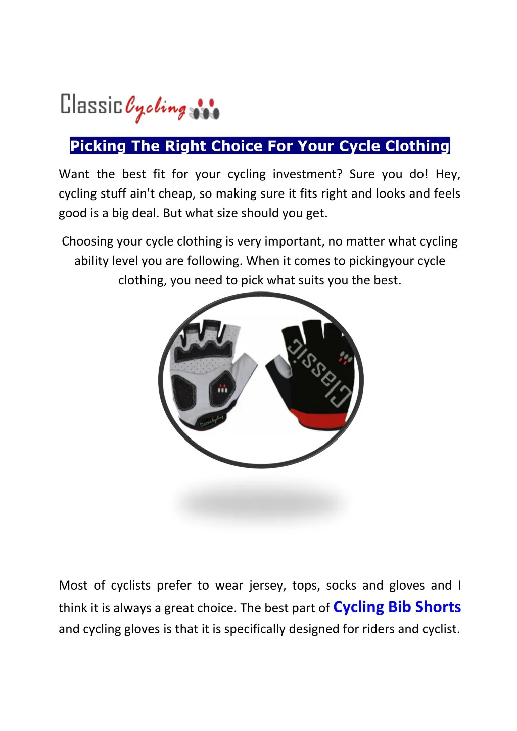 picking the right choice for your cycle clothing
