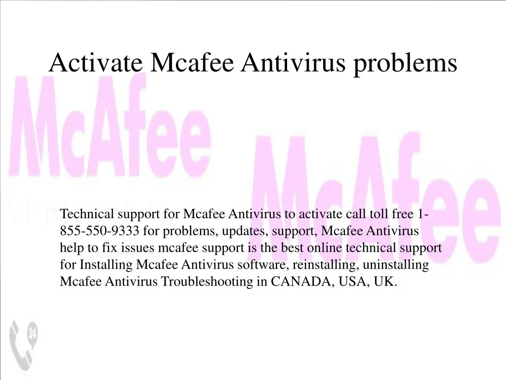 activate mcafeeantivirus problems