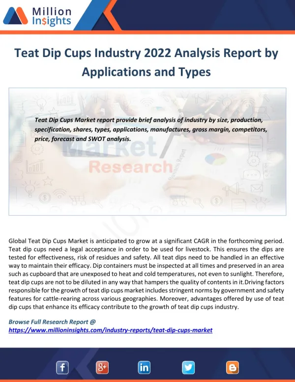 Teat Dip Cups Industry Segmentation, Opportunities, Trends & Future Scope Report 2022