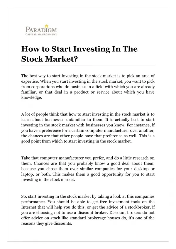 How to Start Investing In The Stock Market?