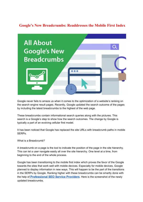 Google’s New Breadcrumbs: Readdresses the Mobile First Index