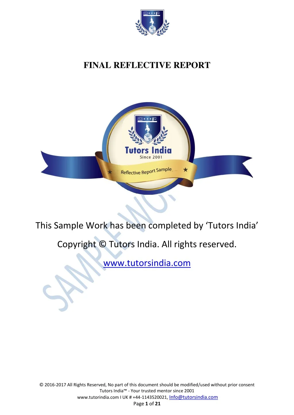 final reflective report