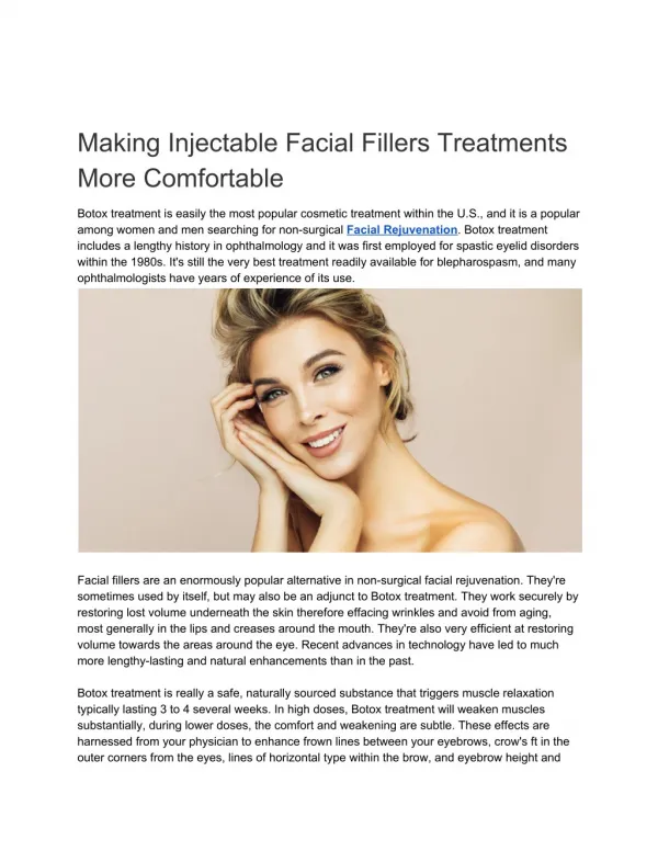 Making Injectable Facial Fillers Treatments More Comfortable