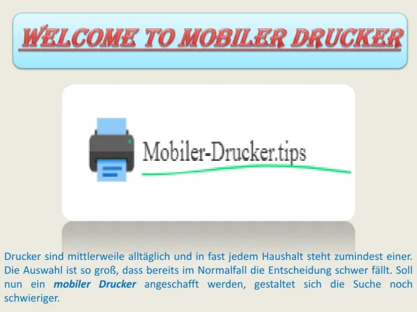 Welcome tO Mobiler Drucker