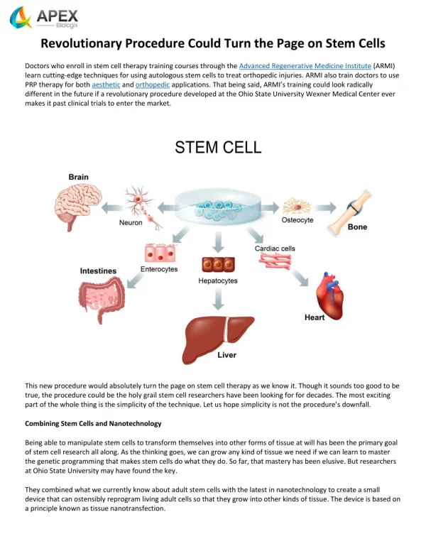 Revolutionary Procedure Could Turn the Page on Stem Cells