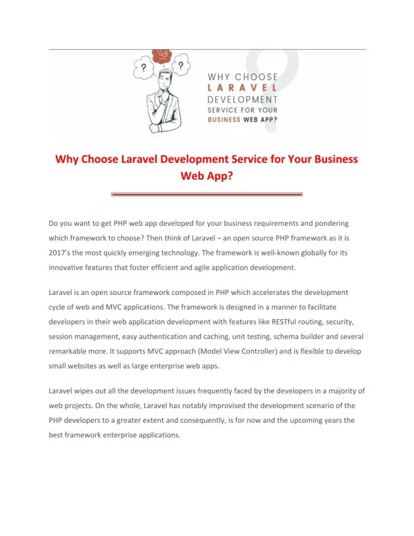 why choose laravel development service for your