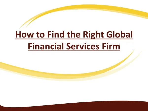 Find the Right Global Financial Services Firm