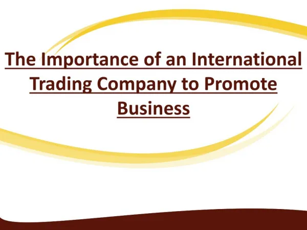 International Trade Company Importance to Promote Business